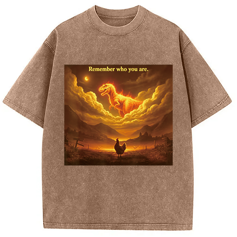 Modecanvas Funny Evolution Chicken Meme DTG Printing Washed T-Shirt