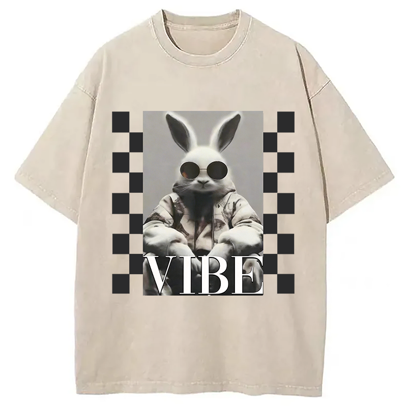 Modecanvas Bunny Vibe Easter DTG Printing Washed T-Shirt