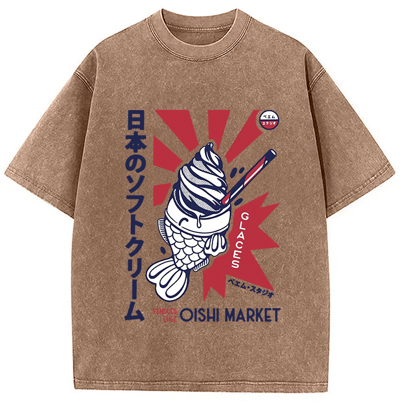 Modecanvas Glaces Vendues Chez Oishi Market Washed T-Shirt