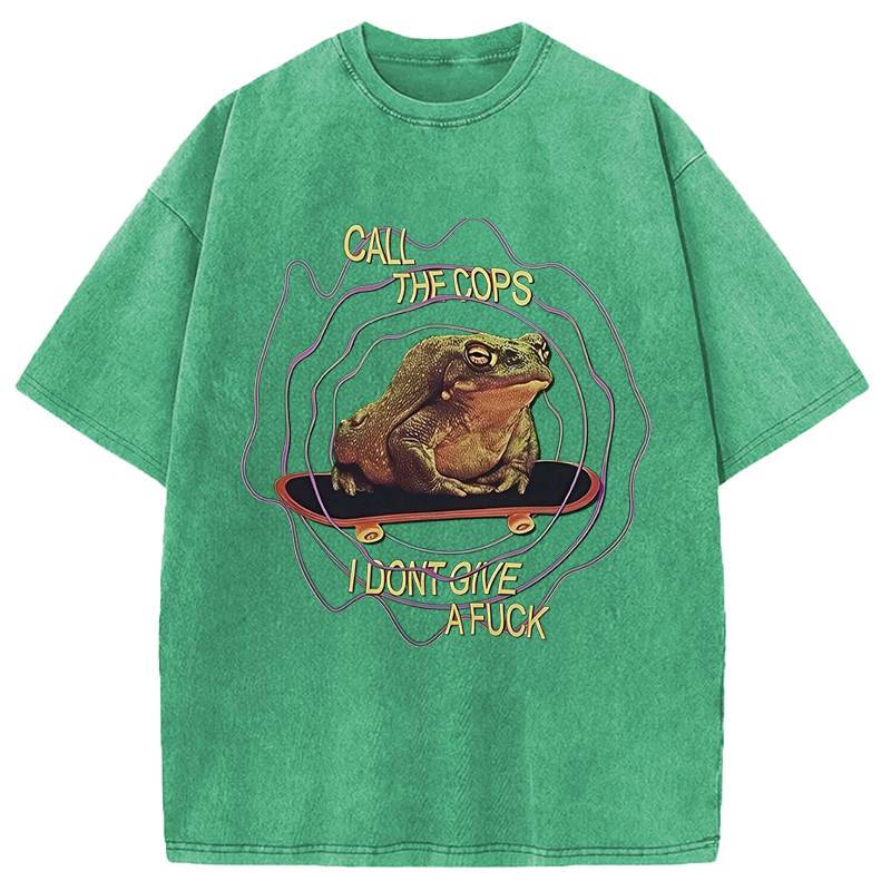 Modecanvas Call The Copes IDGAF DTG Printing Washed T-Shirt