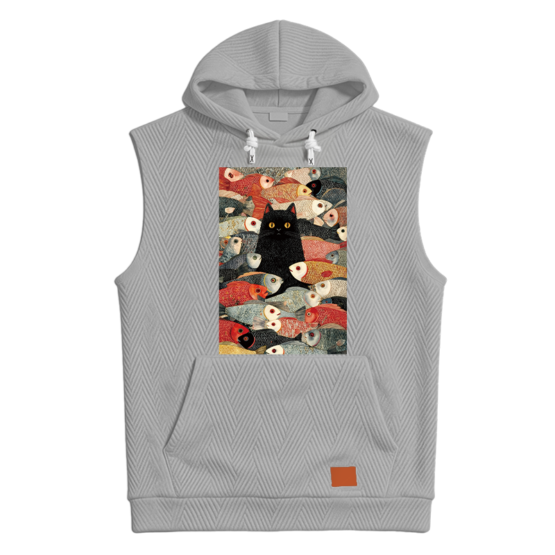Modecanvas Black Cat Koi Fish Hooded Tank