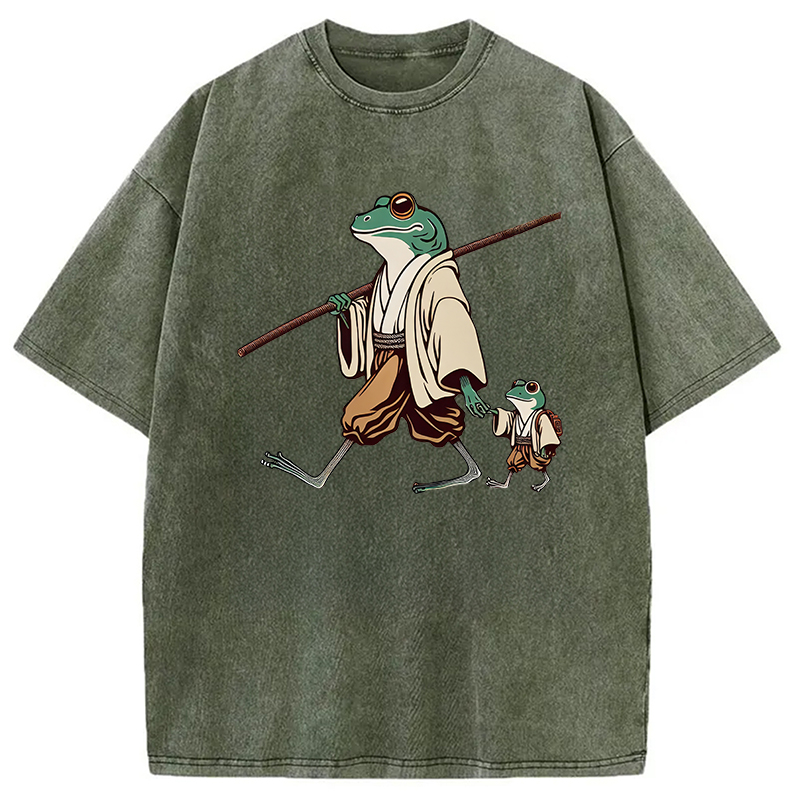 Modecanvas Big Hand Holding Little Hand DTG Printing Washed T-Shirt