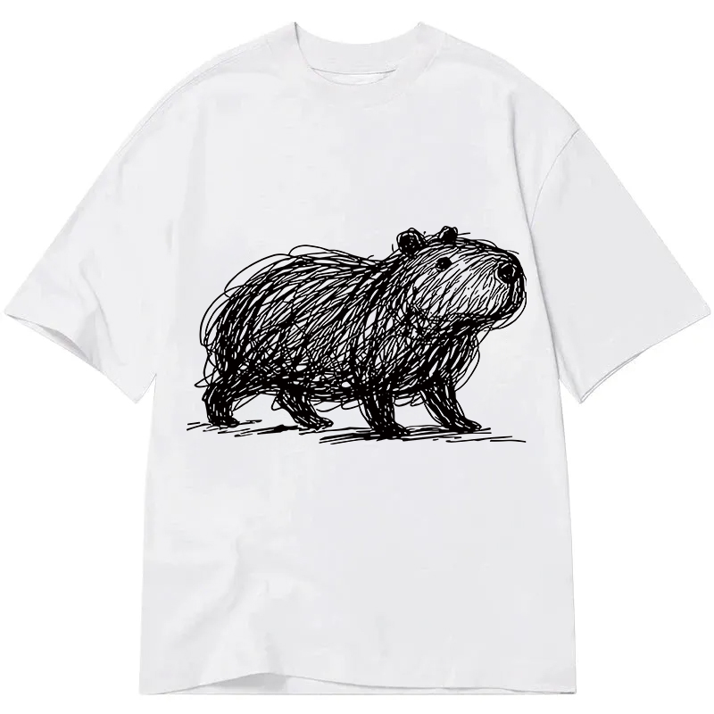 Modecanvas Minimalist Capybara DTG Printing Classic T-Shirt-modecanvas