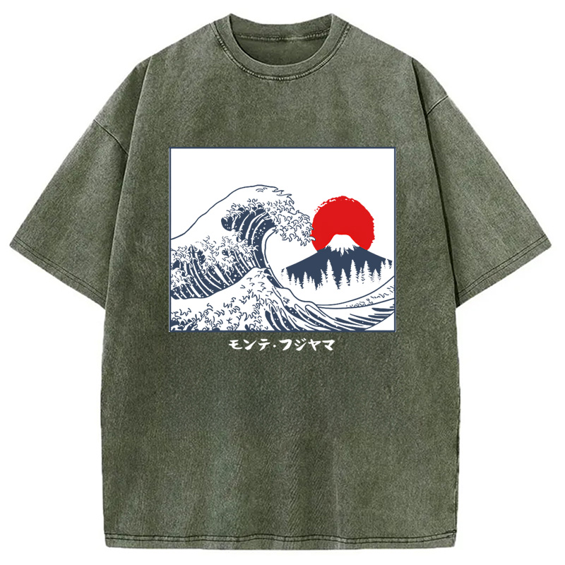 Modecanvas Great Fuji Wave Washed T-Shirt