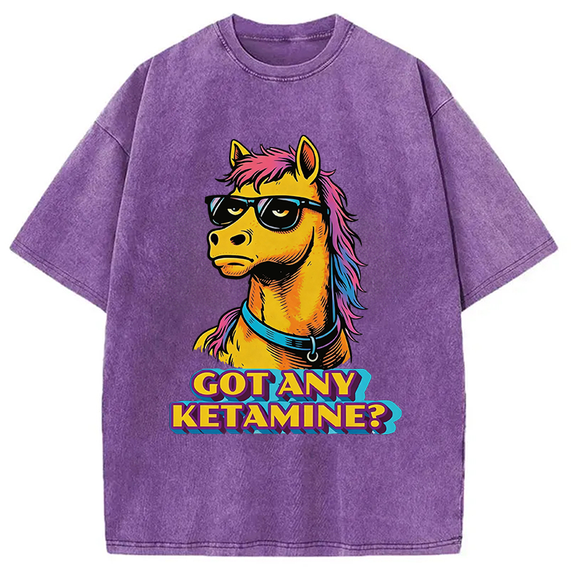 Modecanvas Got Any Ketamine Horse DTG Printing Washed T-Shirt