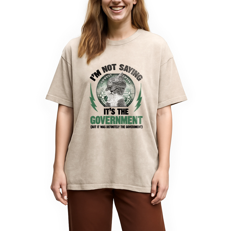 Modecanvas Government Conspiracy Cat DTG Printing Washed T-Shirt
