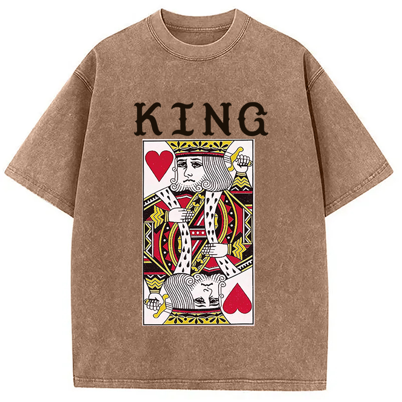 Modecanvas King of Hearts Mens DTG Printing Washed T-Shirt