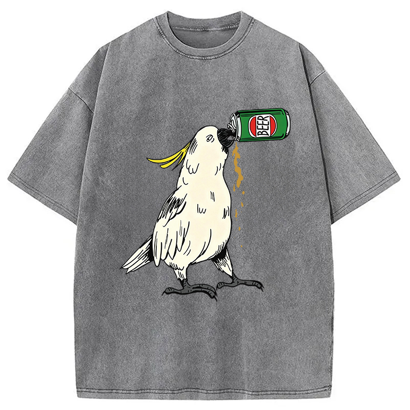 Modecanvas Cockatoo Beer DTG Printing Washed T-Shirt