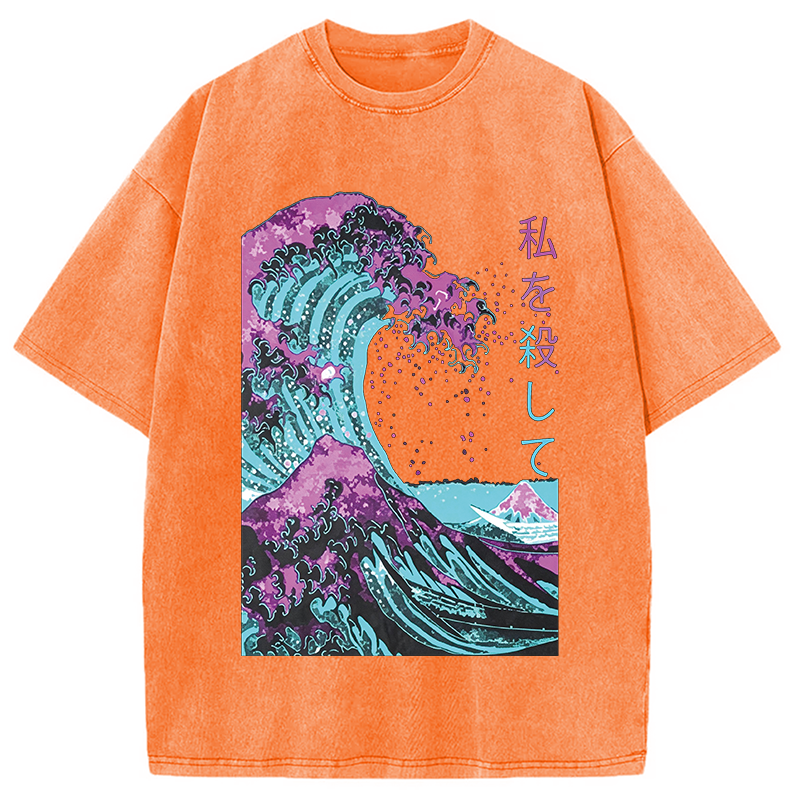 Modecanvas Ocean Kanagawa DTG Printing Washed T-Shirt