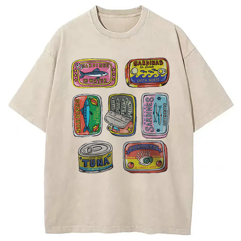 Modecanvas Sardines Canned Washed T-Shirt
