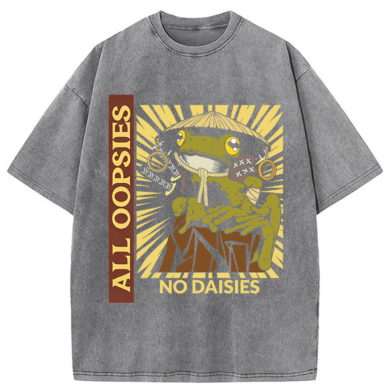 Modecanvas All Oopsies No Daisies Samurai Warrior Frog DTG Printing Washed T-Shirt