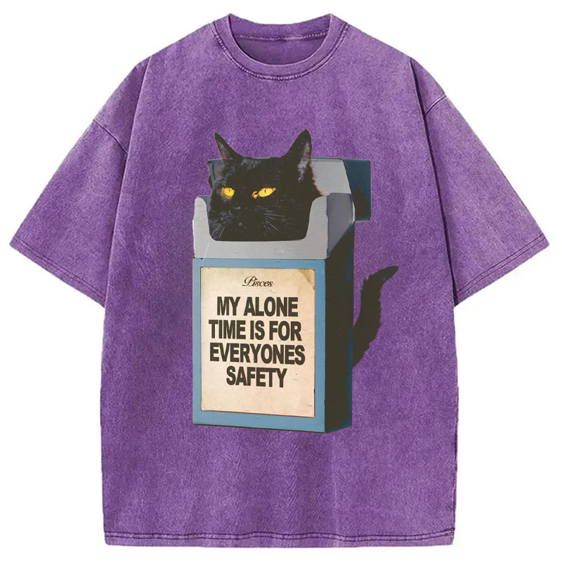 Modecanvas My Alone Time Is For Everyone Safety Meme Washed T-Shirt