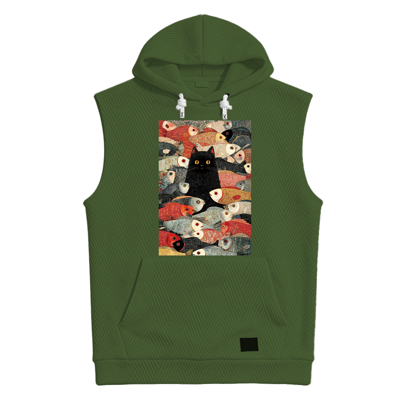 Modecanvas Black Cat Koi Fish Hooded Tank