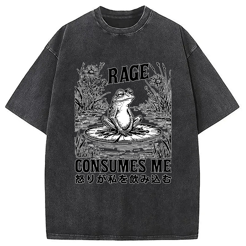 Modecanvas Angry Frog Washed T-Shirt-modecanvas