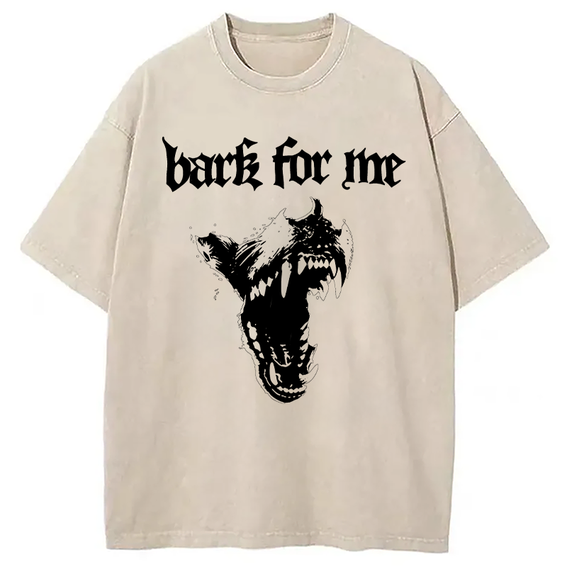 Modecanvas Wolf Back For Me DTG Printing Washed T-Shirt-modecanvas