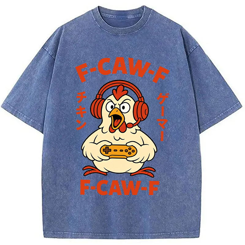 Modecanvas F-Caw-F Chicken Gamer Funny DTG Printing Washed T-Shirt