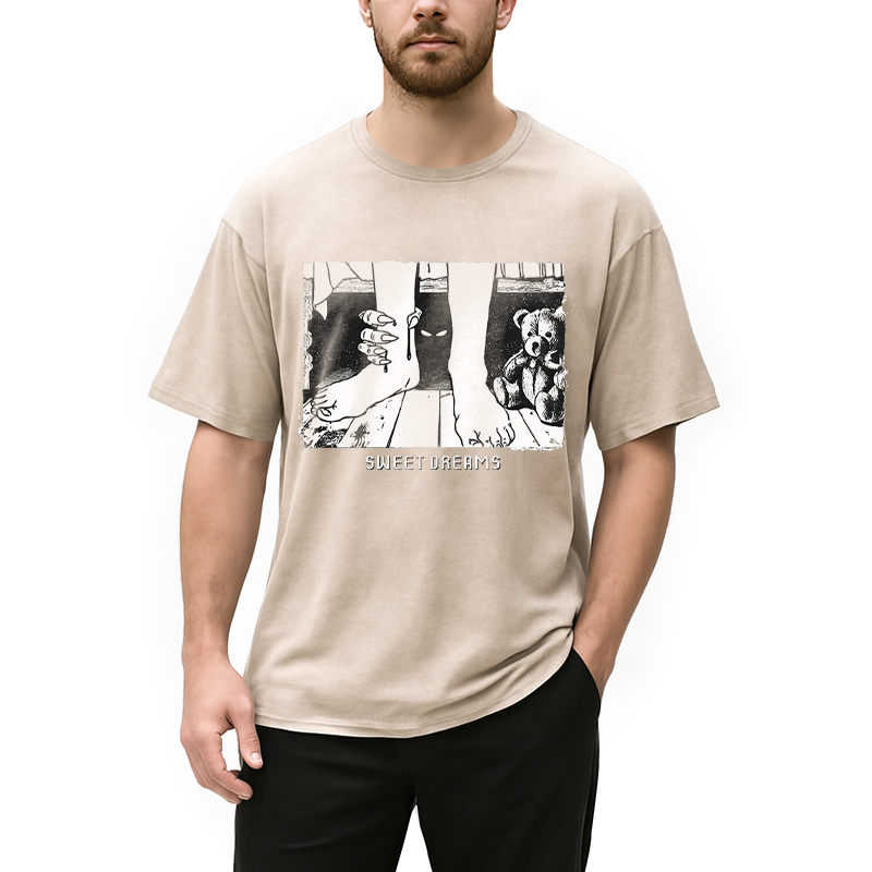 Modecanvas Monster Under The Bed DTG Printing Washed T-Shirt