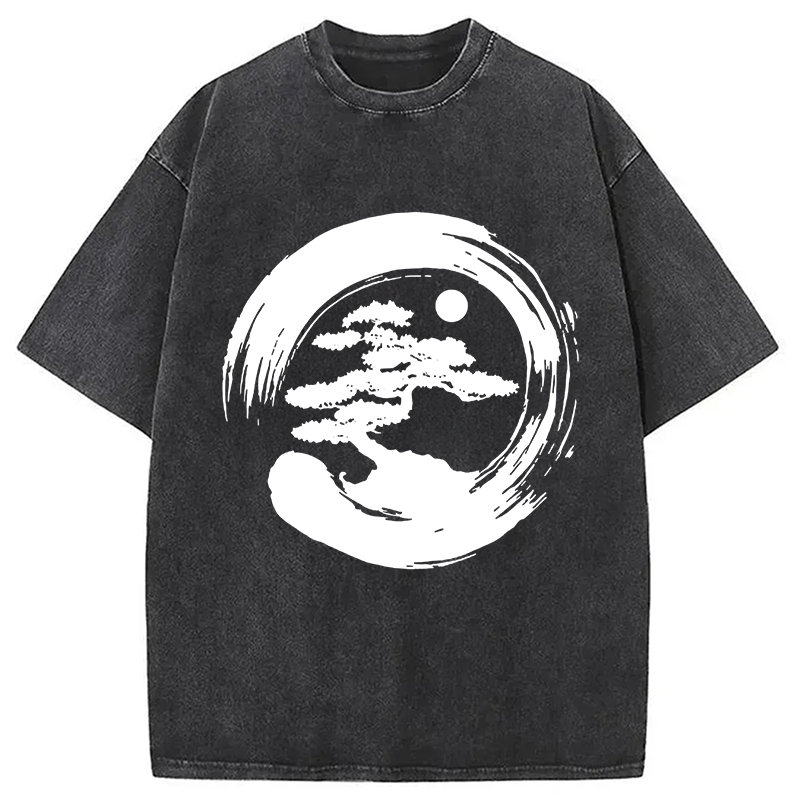 Modecanvas Zen Bonsai DTG Printing Washed T-Shirt