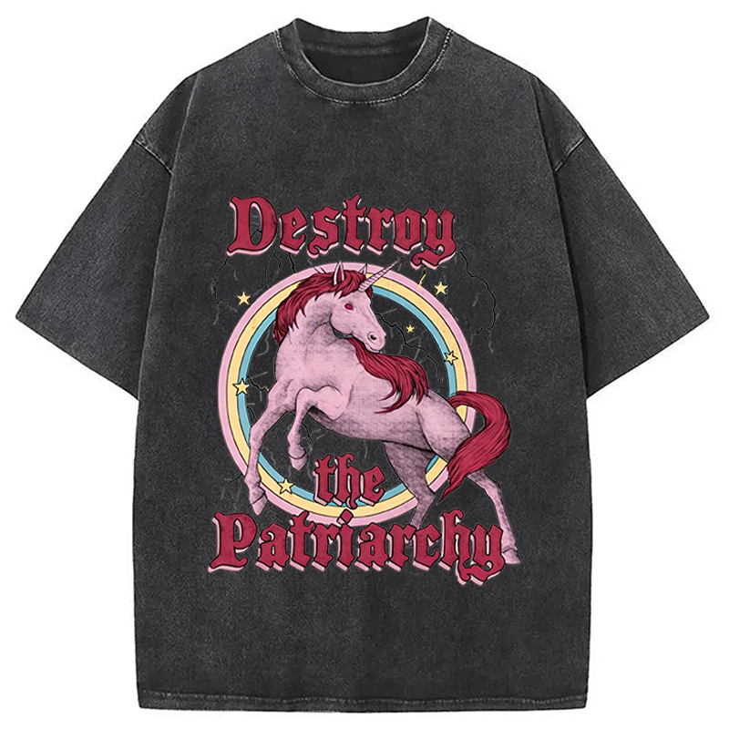 Modecanvas Destroy the Patriarchy DTG Printing Washed T-Shirt