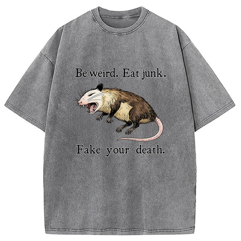 Modecanvas Possum Playing Dead Washed T-Shirt