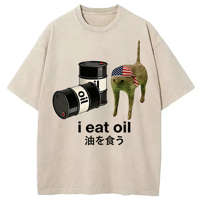Modecanvas I Eat Oil DTG Printing Washed T-Shirt