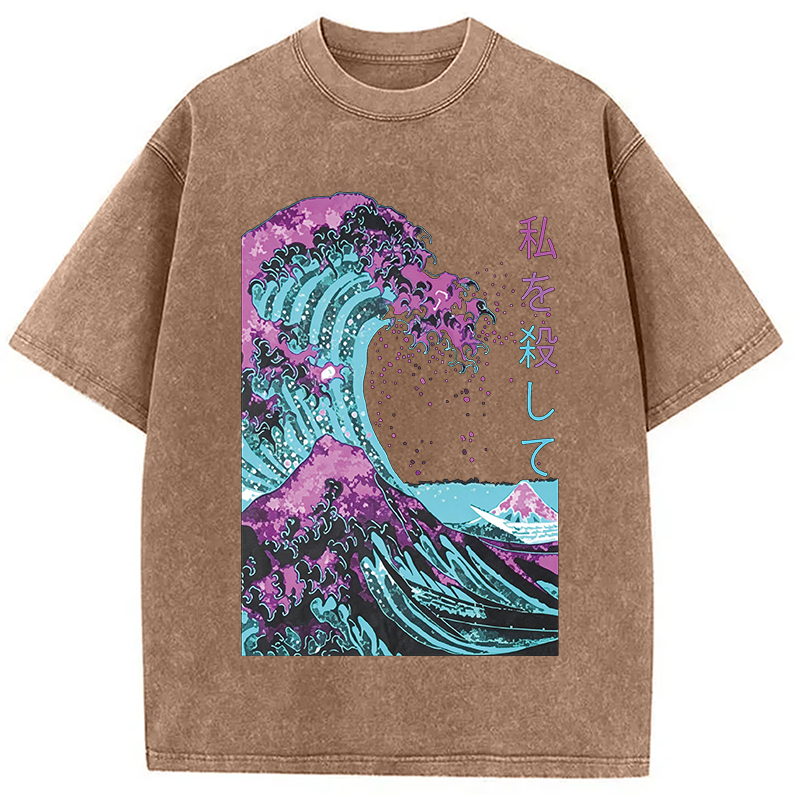 Modecanvas Ocean Kanagawa DTG Printing Washed T-Shirt