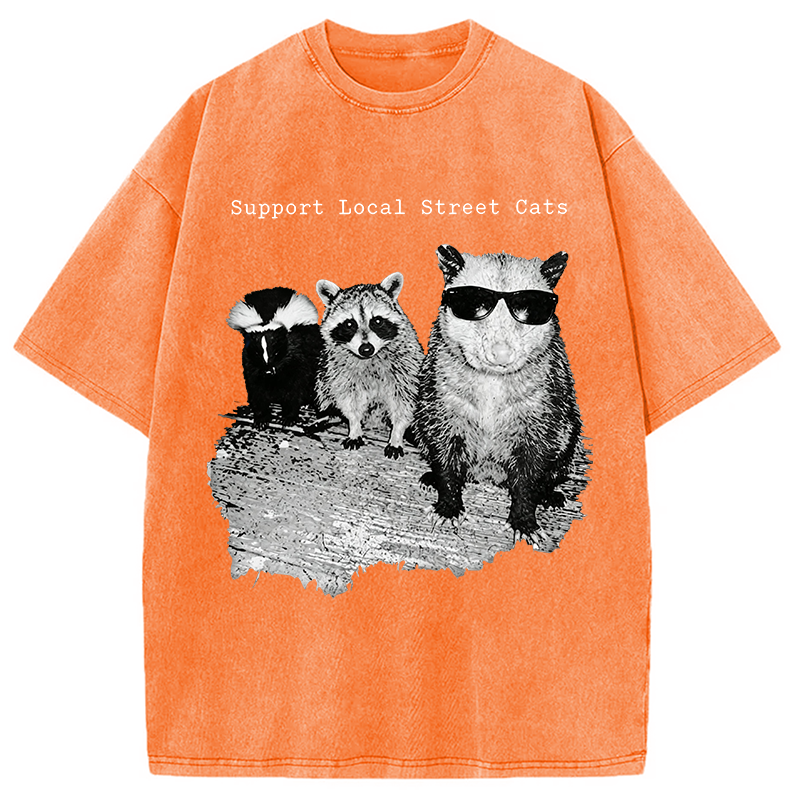 Modecanvas Support Local Street Cats DTG Printing Washed T-Shirt