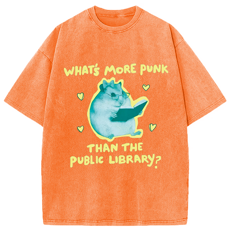 Modecanvas Public Library Rat Punk DTG Printing Washed T-Shirt
