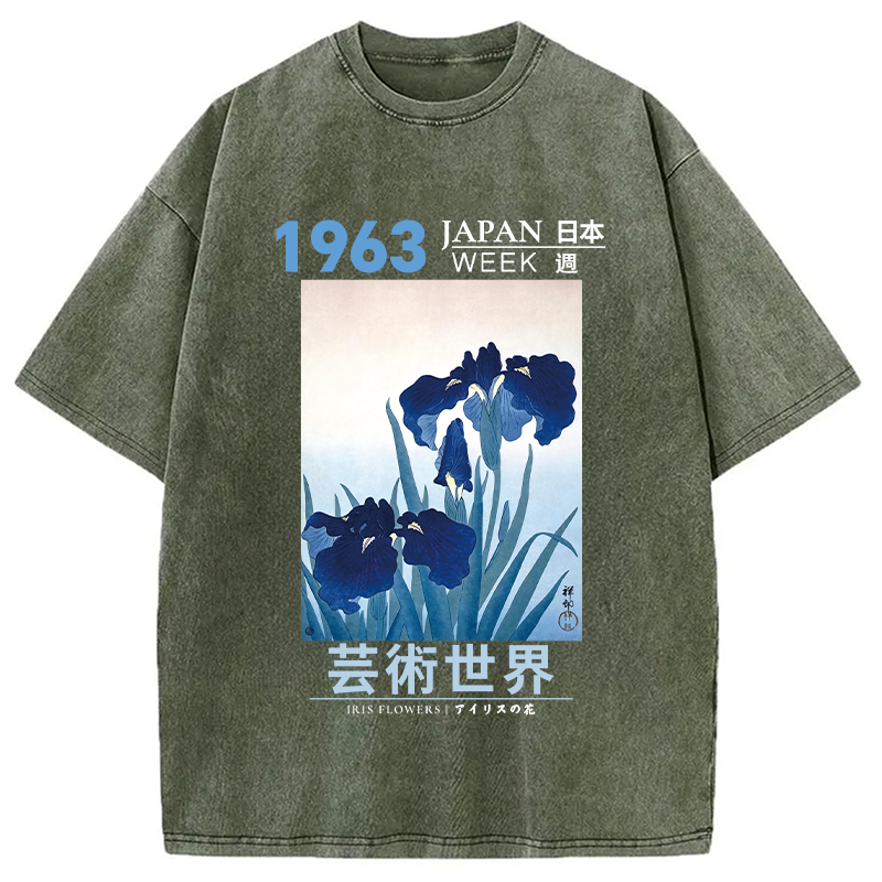 Modecanvas Iris Flowers DTG Printing Washed T-Shirt