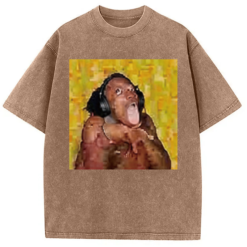 Modecanvas Funny Brainrot Reaction Meme DTG Printing Washed T-Shirt