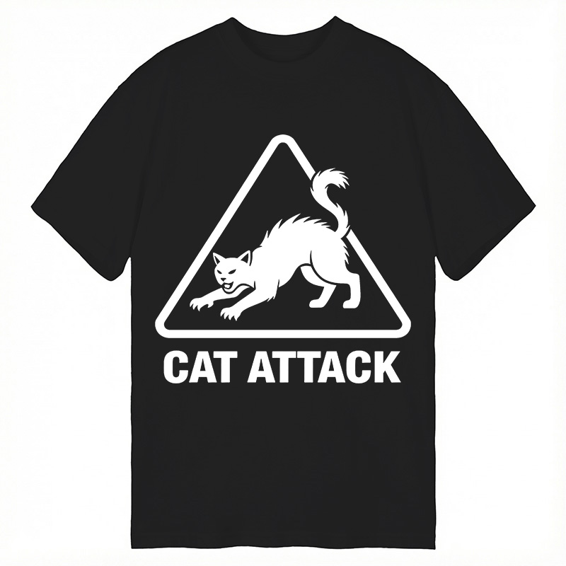Modecanvas Cat Attack DTG Printing Classic T-Shirt-modecanvas