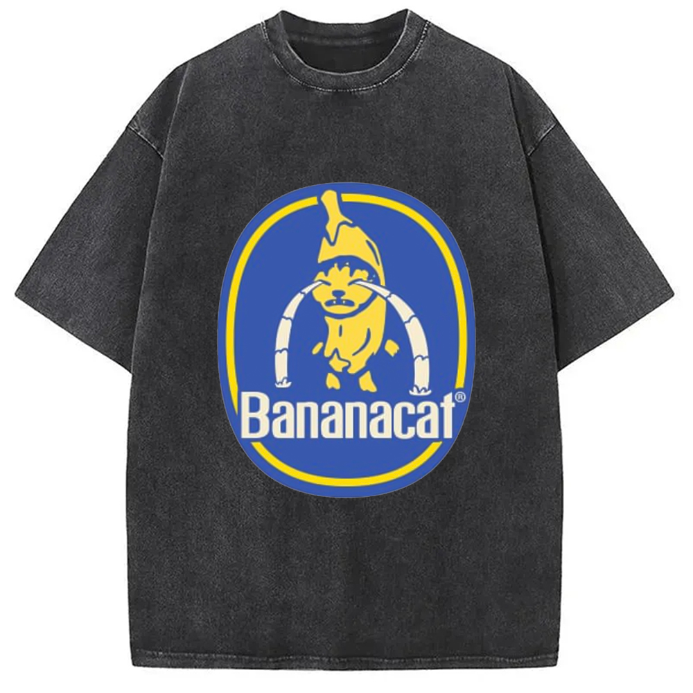 Modecanvas Sad Banana Cat Meme Washed T-Shirt