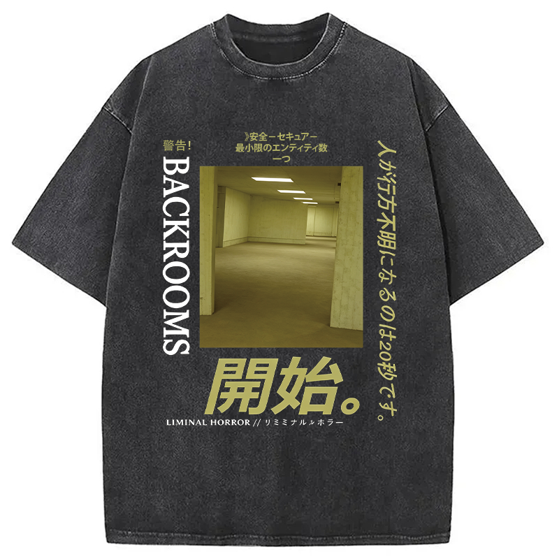 Modecanvas Backrooms Level 0 DTG Printing Washed T-Shirt-modecanvas