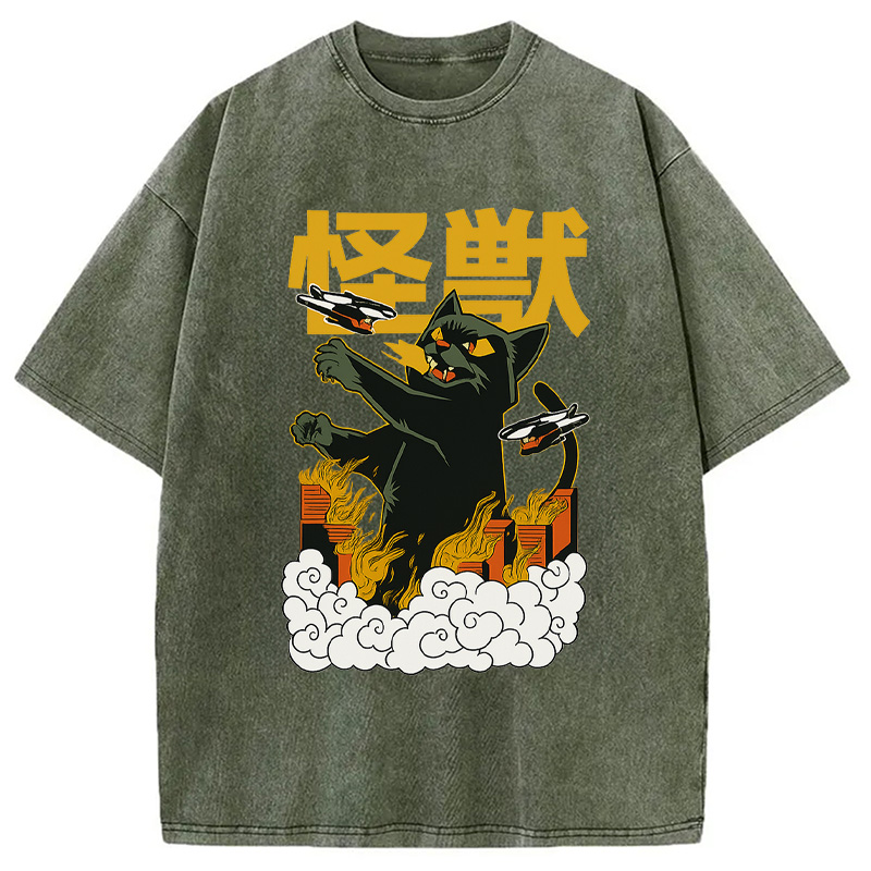 Modecanvas Cat Destroyer Japanese Washed T-Shirt