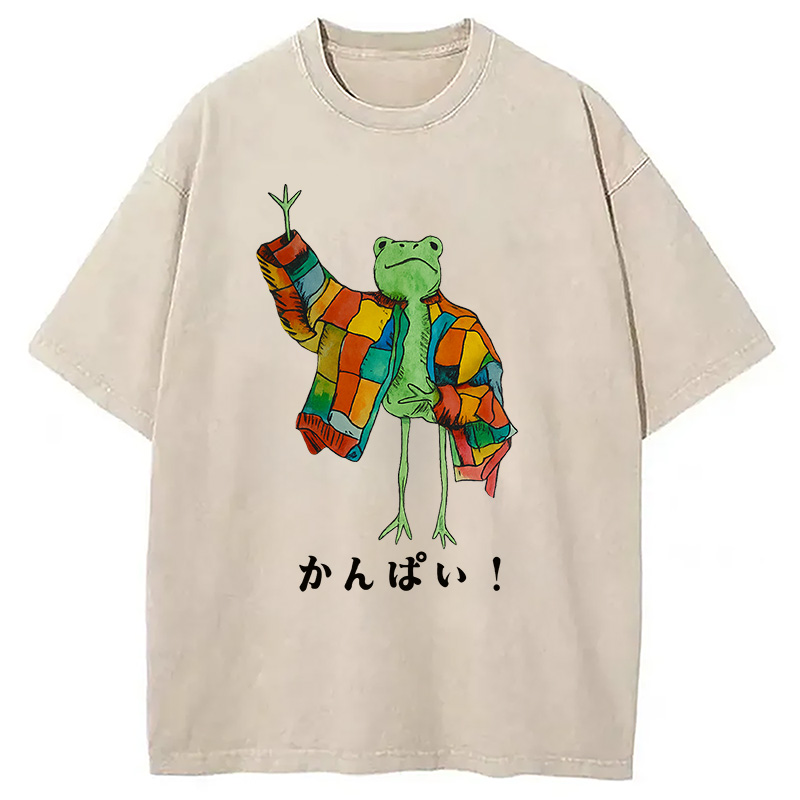 Modecanvas Cheers Frog Washed T-Shirt
