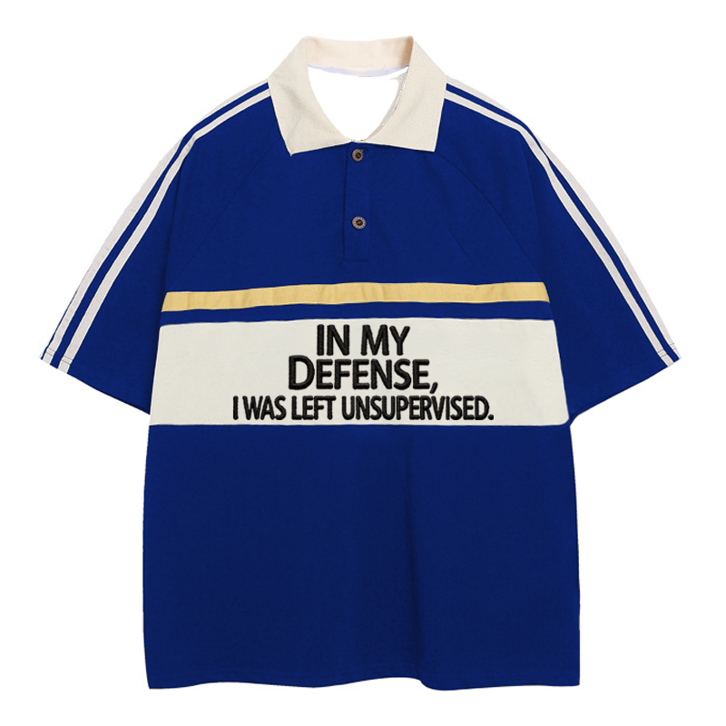 Modecanvas In My Defense Polo Embroidered T-Shirt