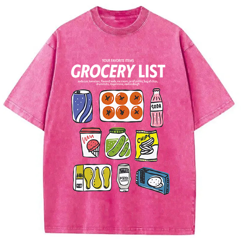 Modecanvas Grocery List Fun DTG Printing Washed T-Shirt