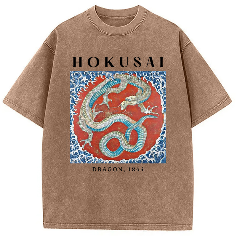 Modecanvas Hokusai Japanese Dragon Washed T-Shirt