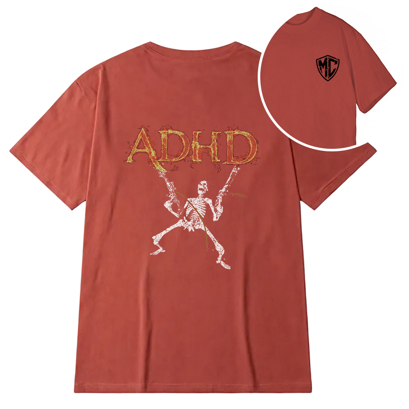 Modecanvas ADHD Skeleton DTG Printing Back Classic T-Shirt