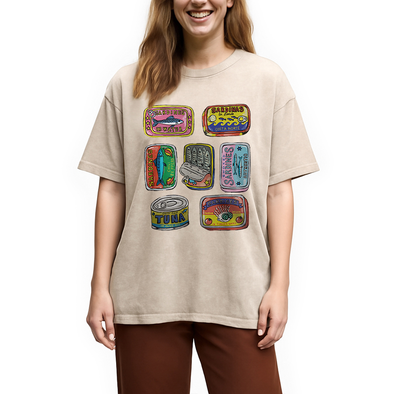 Modecanvas Sardines Canned Washed T-Shirt