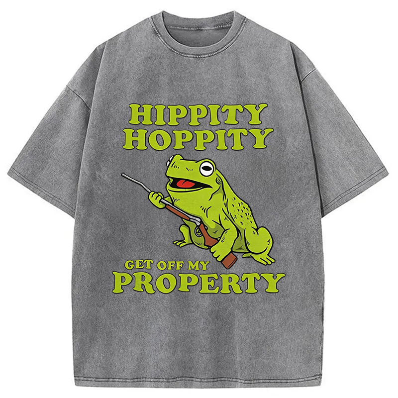Modecanvas Hippity Hoppity Get Off My Property Meme DTG Printing Washed T-Shirt