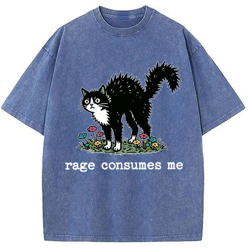Modecanvas Angry Tuxedo Cat DTG Printing Washed T-Shirt