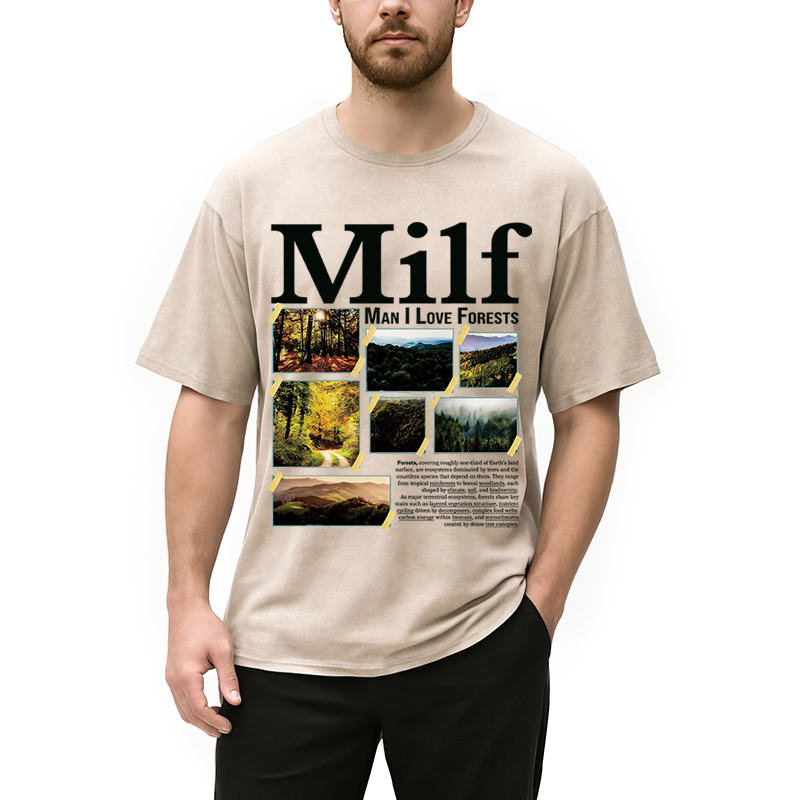 Modecanvas Man I Love Forests DTG Printing Washed T-Shirt
