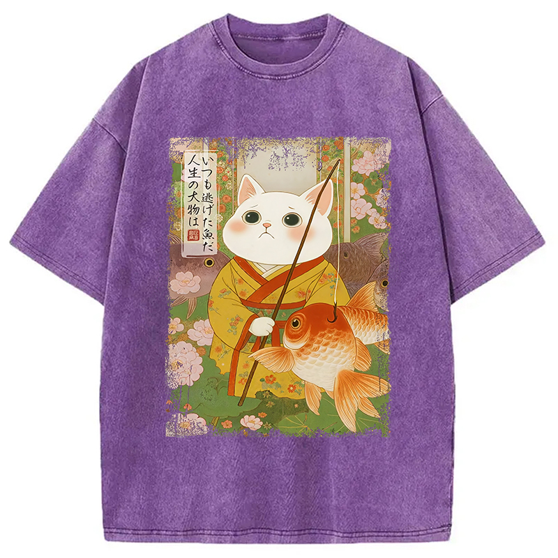 Modecanvas The Tale of Cat and Fish Washed T-Shirt