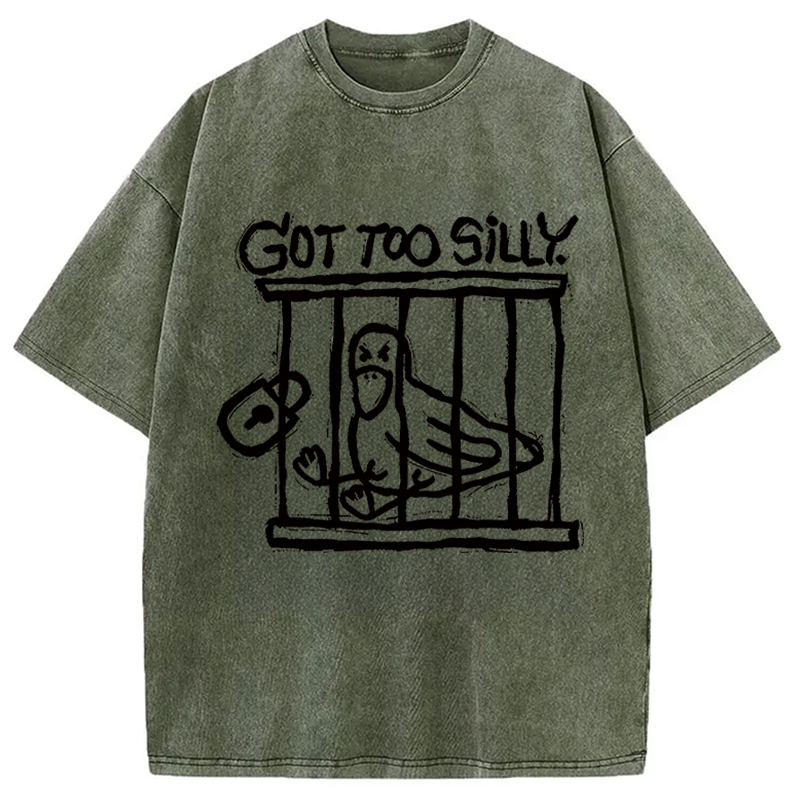 Modecanvas Lock Up A Stupid Goose Washed T-Shirt-modecanvas