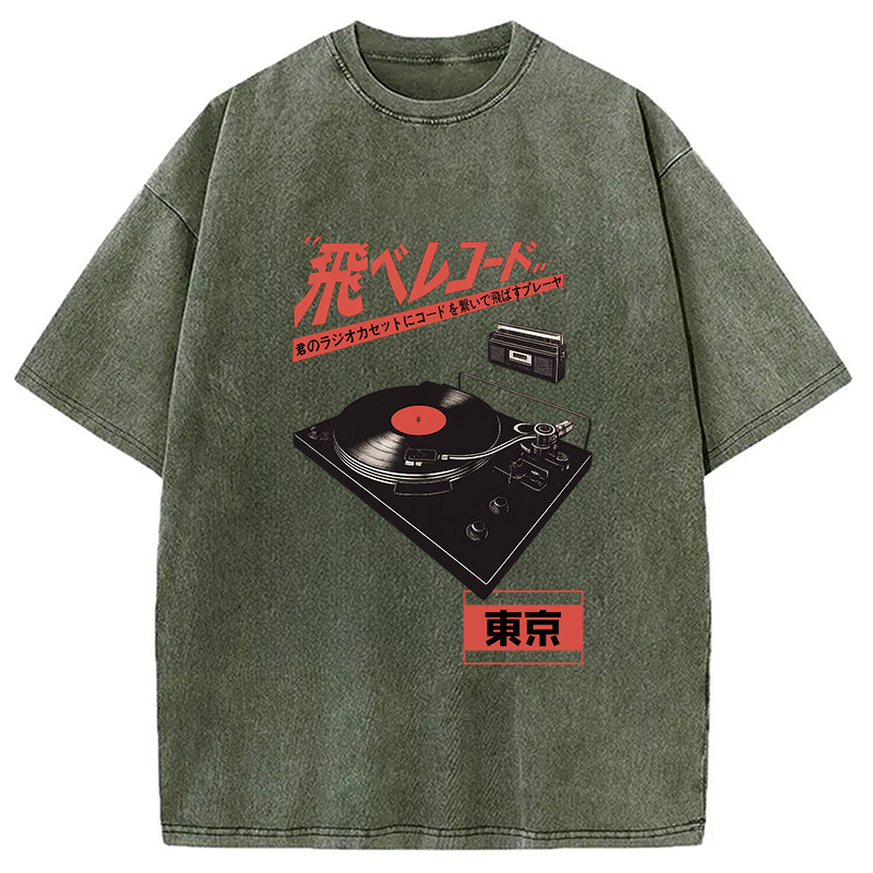 Modecanvas Retro Japanese Tokyo Music Washed T-Shirt