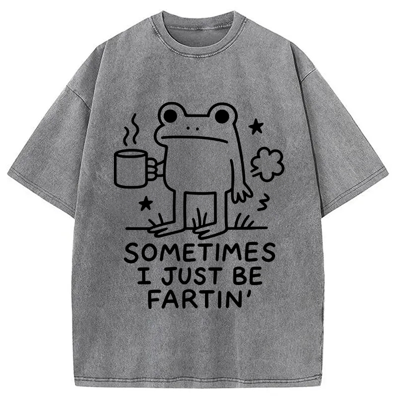 Modecanvas Sometimes A Frog Just Needs To Fart DTG Printing Washed T-Shirt