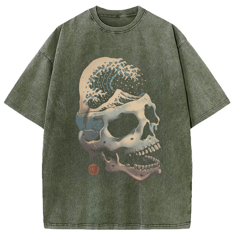 Modecanvas Skull Wave Washed T-Shirt
