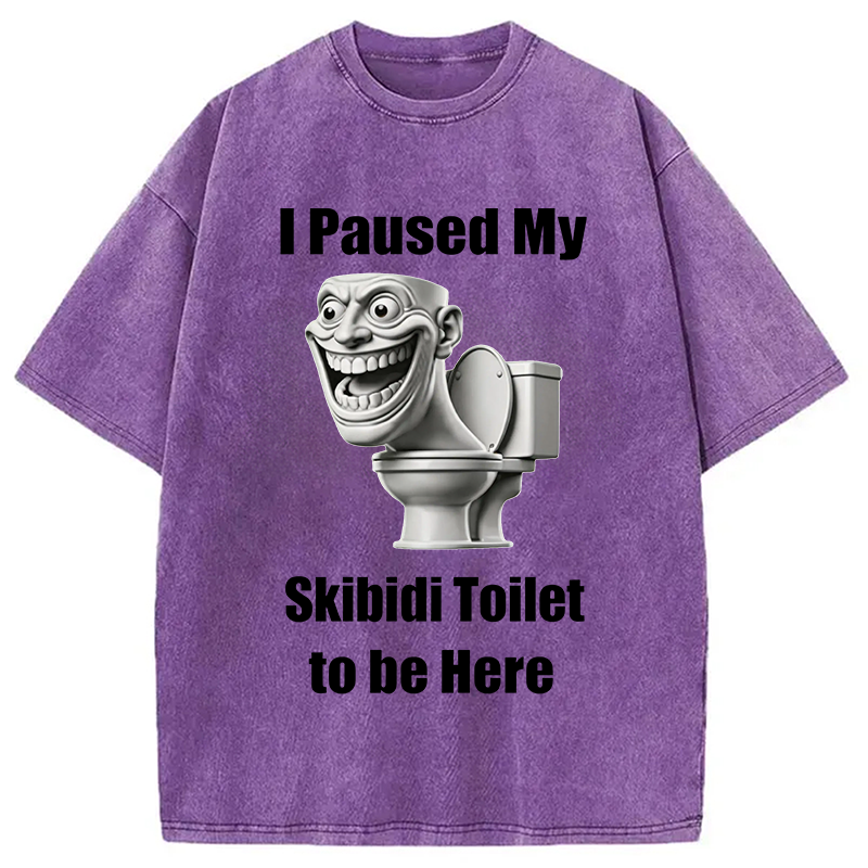 Modecanvas I Paused My Skibidi Toilet To Be Here DTG Printing Washed T-Shirt