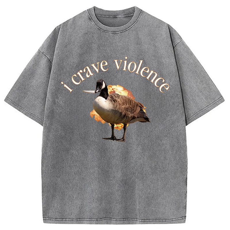 Modecanvas I Crave Violence DTG Printing Washed T-Shirt